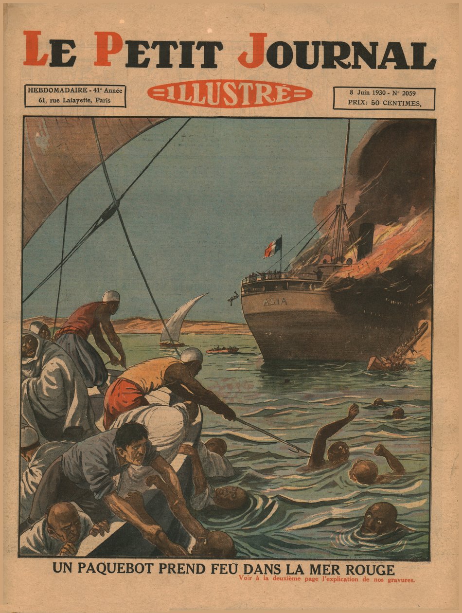 Laiva syttyy tuleen Punaisellamerellä, 1930. tekijältä Unbekannt