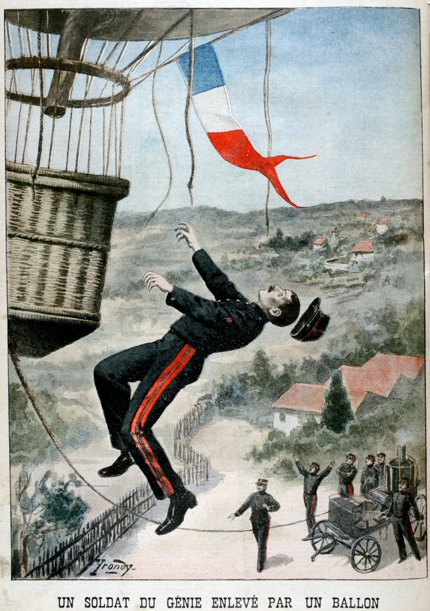 Ilmapallon kantama sotilas, 1901 tekijältä Unbekannt
