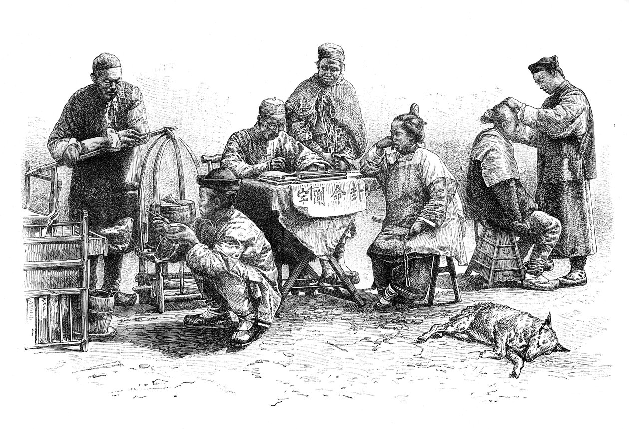 Katu Kin-Kiangissa, tyypit ja puvut, c1890 tekijältä Unbekannt