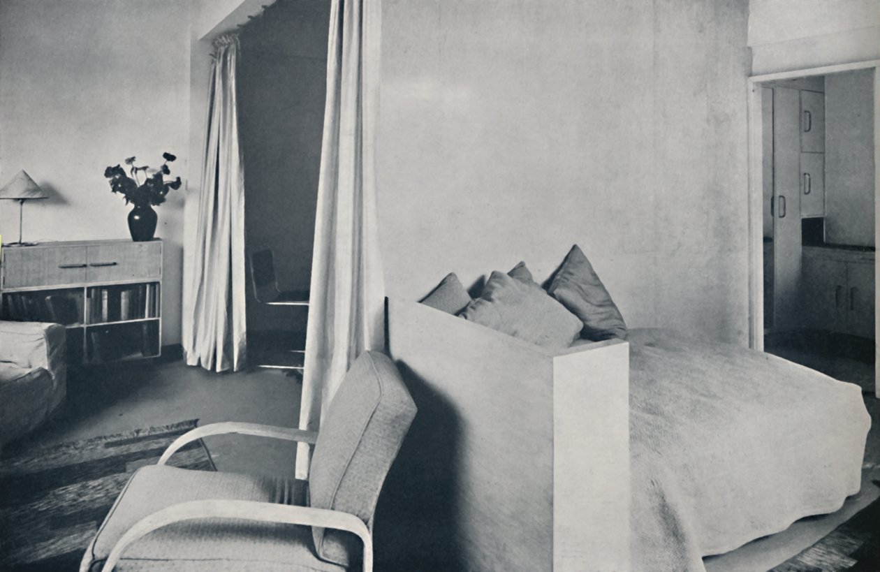 Studio-olohuone yhdessä Isokon Lawn Road Flatsista, Hampstead, Lontoo, 1936 tekijältä Unbekannt