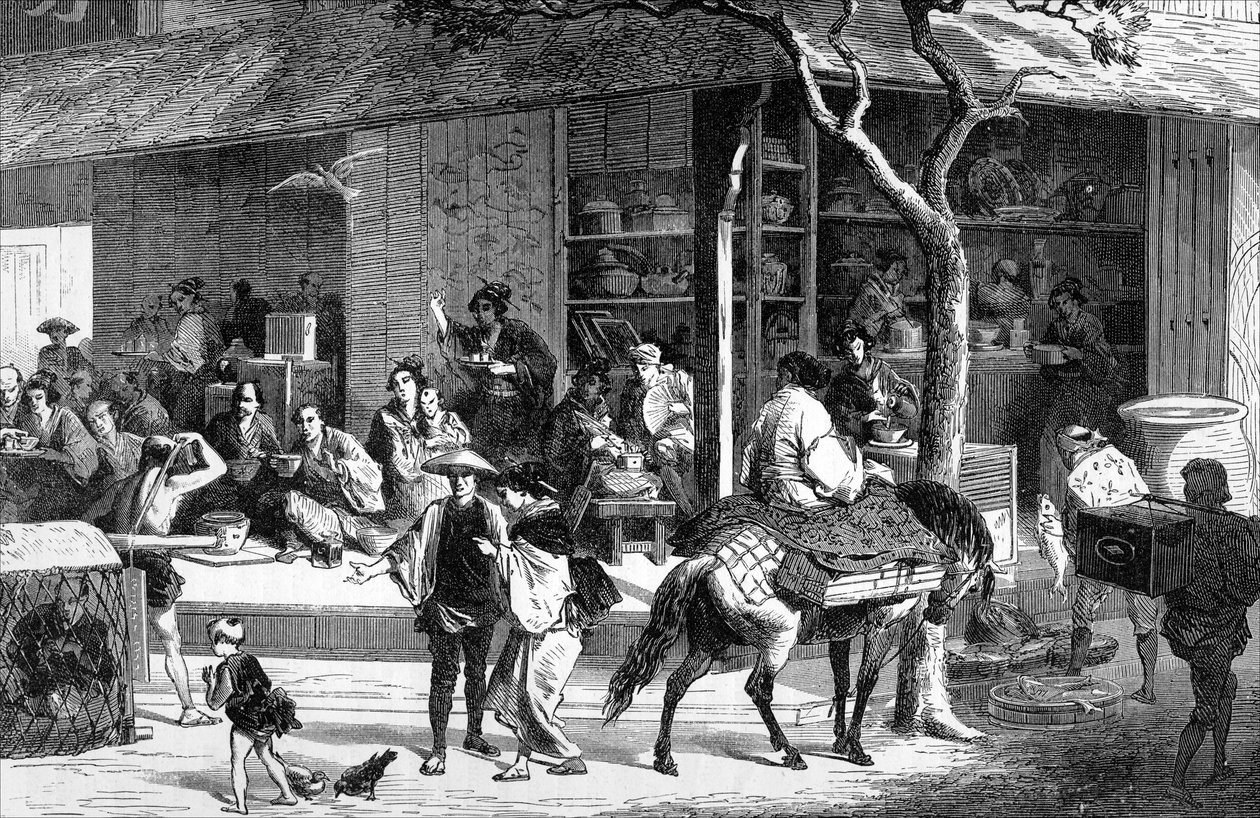 Teemarkkinat Japanissa, 1880 tekijältä Unbekannt