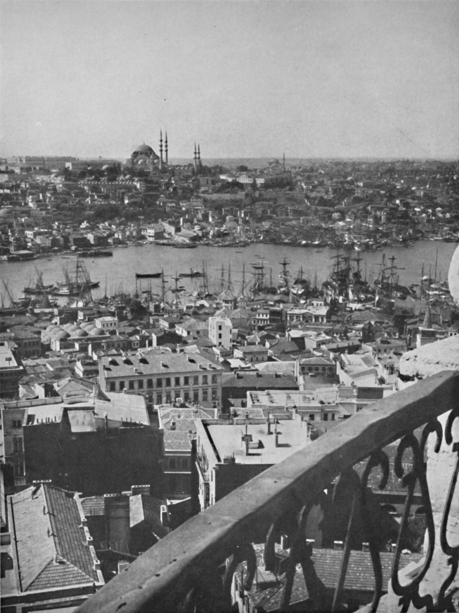 Näkymä Konstantinopoliin ja Santa Sofian moskeija, 1913 tekijältä Unbekannt