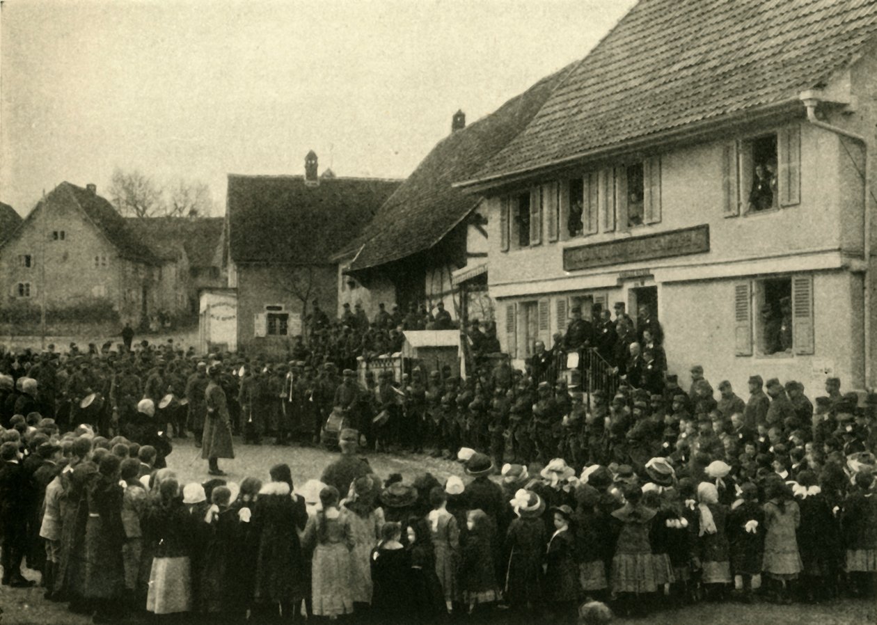 Ranskan joukkojen miehittämä kylä Elsassissa, Ensimmäinen maailmansota, c1915, c1920. tekijältä Unbekannt