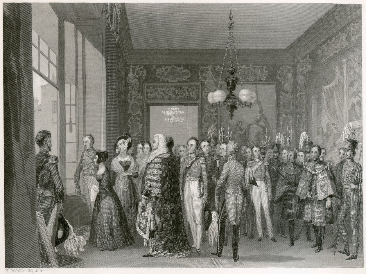 Kuningatar Victorian liittyminen, St Jamesin palatsi, Westminster, Lontoo, 1837 tekijältä Unbekannt