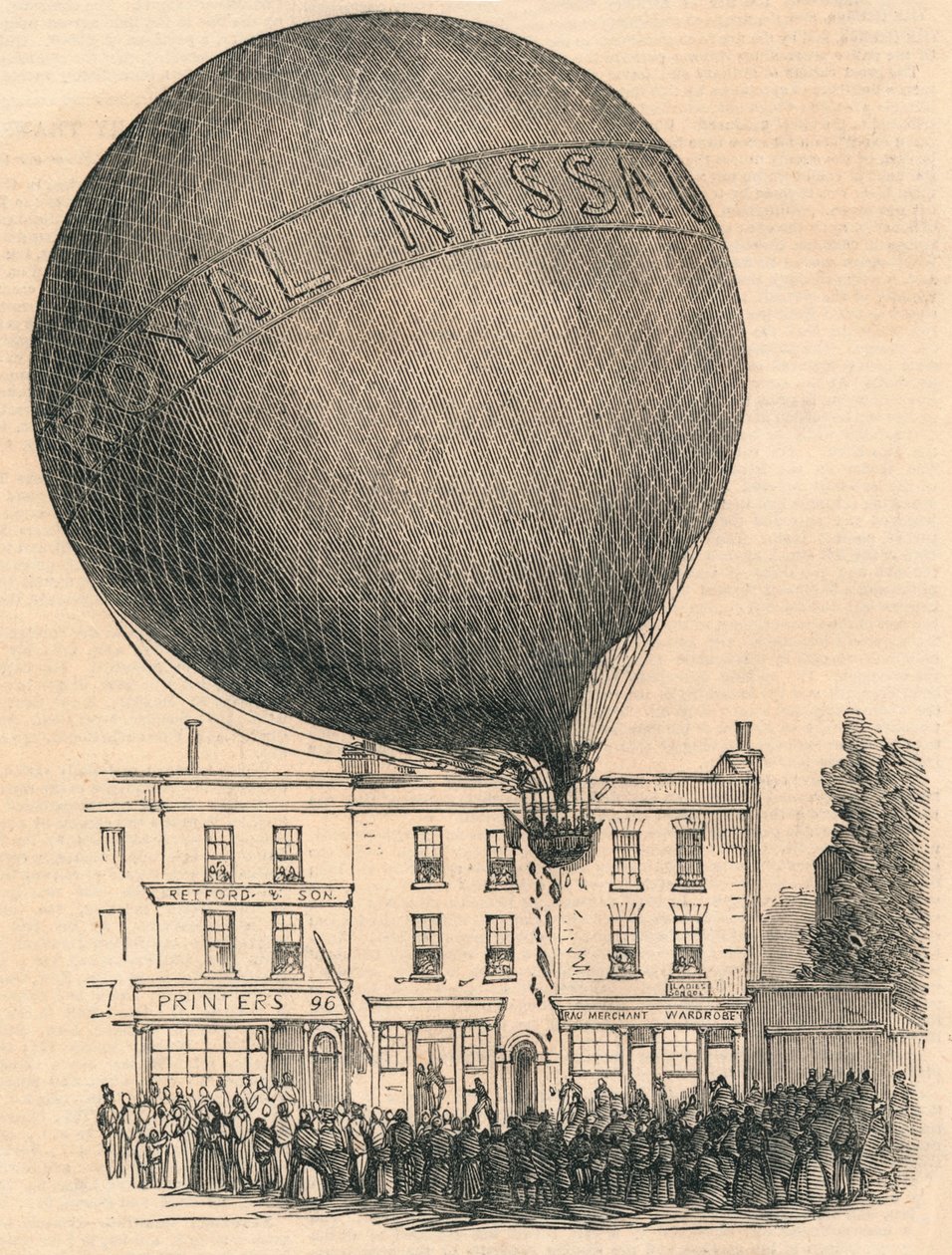 Onnettomuus Nassaun ilmapallolle London-Roadilla keskiviikkona 1849. tekijältä Unbekannt