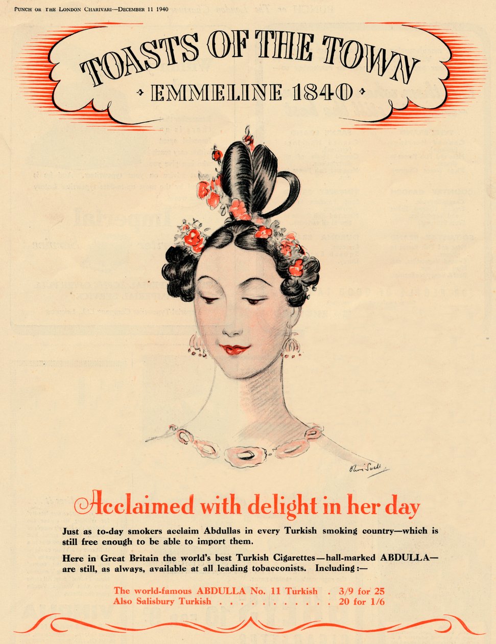 Päivästään iloisesti ylistetty Toasts of the Town - Emmeline 1840, 1940 tekijältä Unbekannt