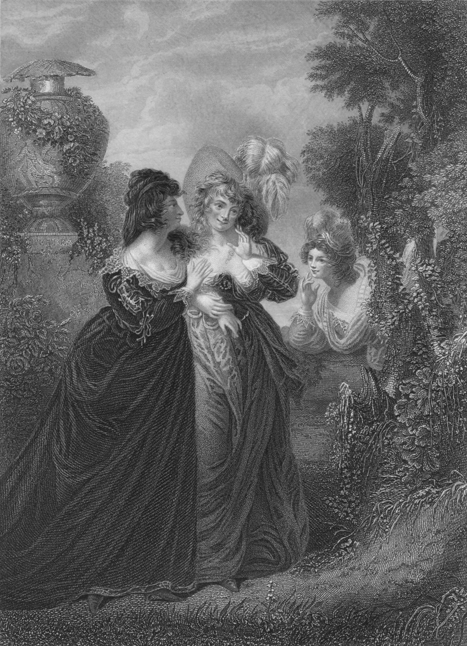 III näytös Scene i elokuvasta Much Ado About Nothing, 1800-luku tekijältä Unbekannt