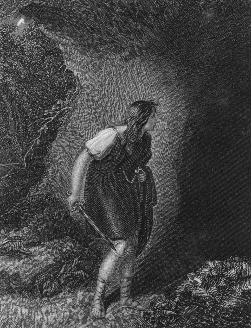 III näytös Kohtaus vi elokuvasta Cymbeline, 1800-luku tekijältä Unbekannt