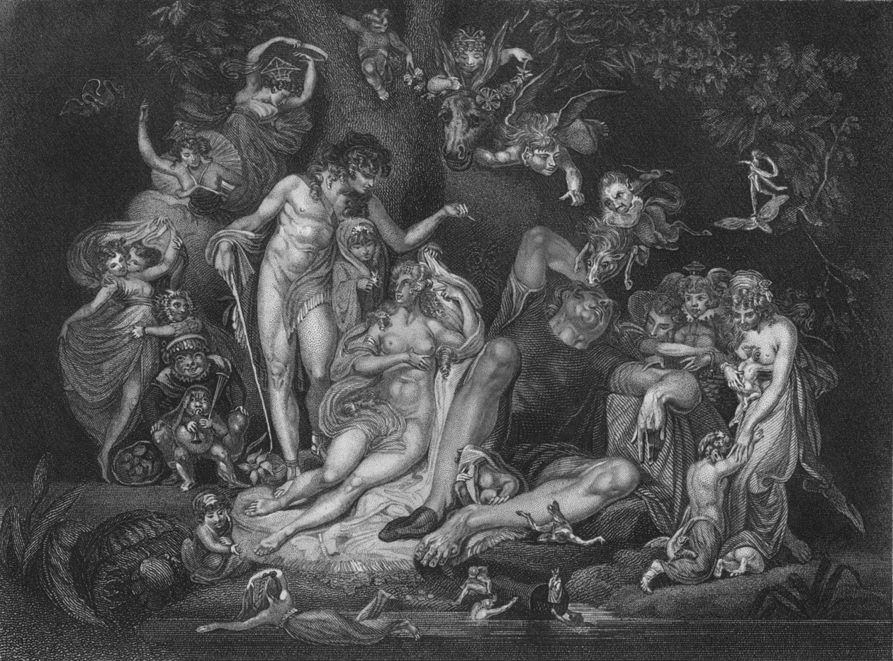 IV näytös Kohtaus i Kesäyön unelmasta, 1800-luku tekijältä Unbekannt