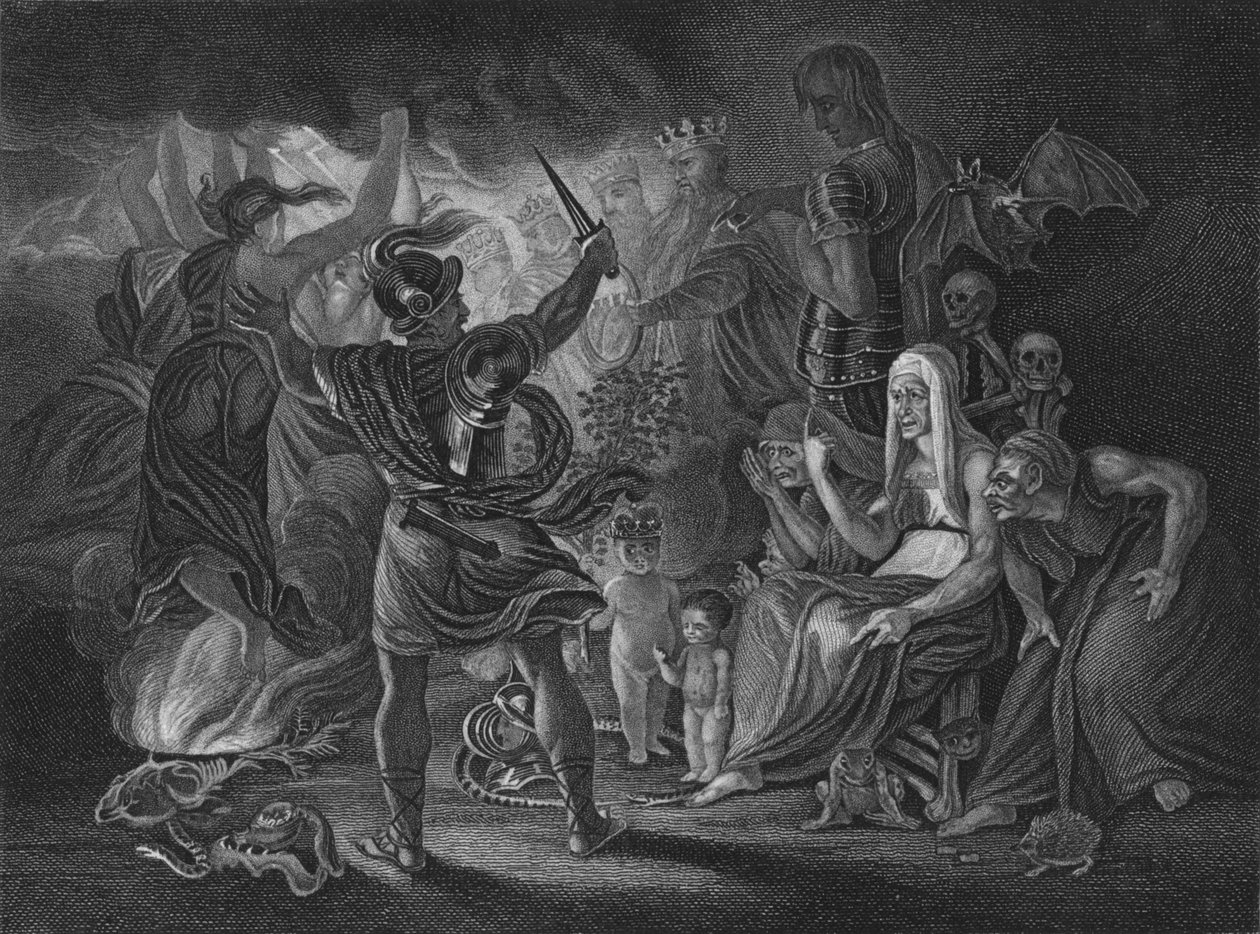 IV näytös Kohtaus i Macbethistä, 1800-luku tekijältä Unbekannt