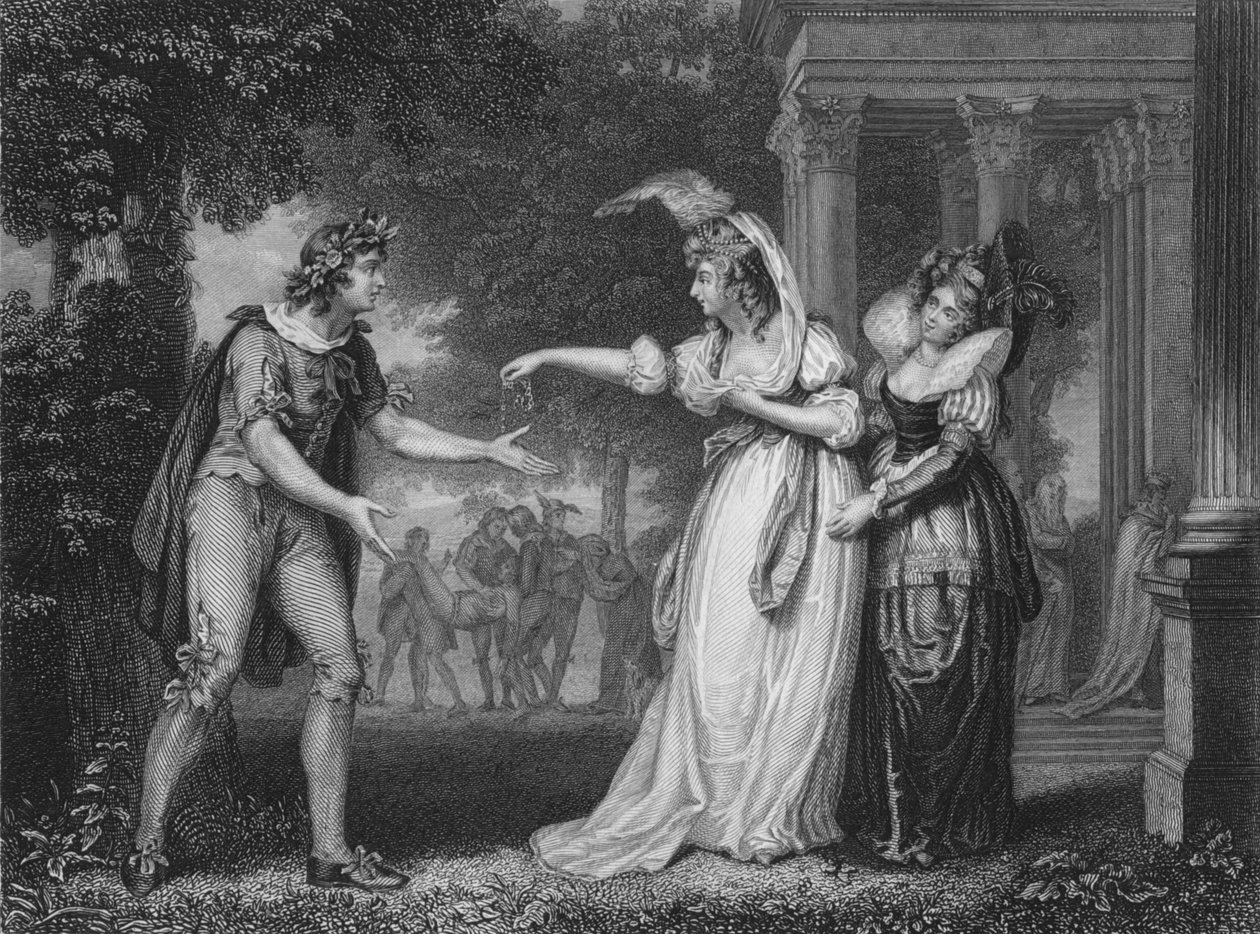 I näytös Scene ii elokuvista Kuten haluat, 1800-luku tekijältä Unbekannt
