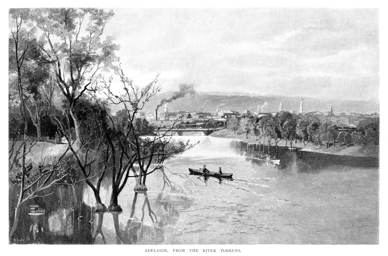 Adelaide, Torrens-joesta, 1886 tekijältä Unbekannt