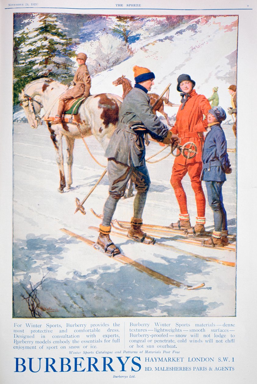 Mainos Burberryn talviurheilumekosta, 1925 tekijältä Unbekannt