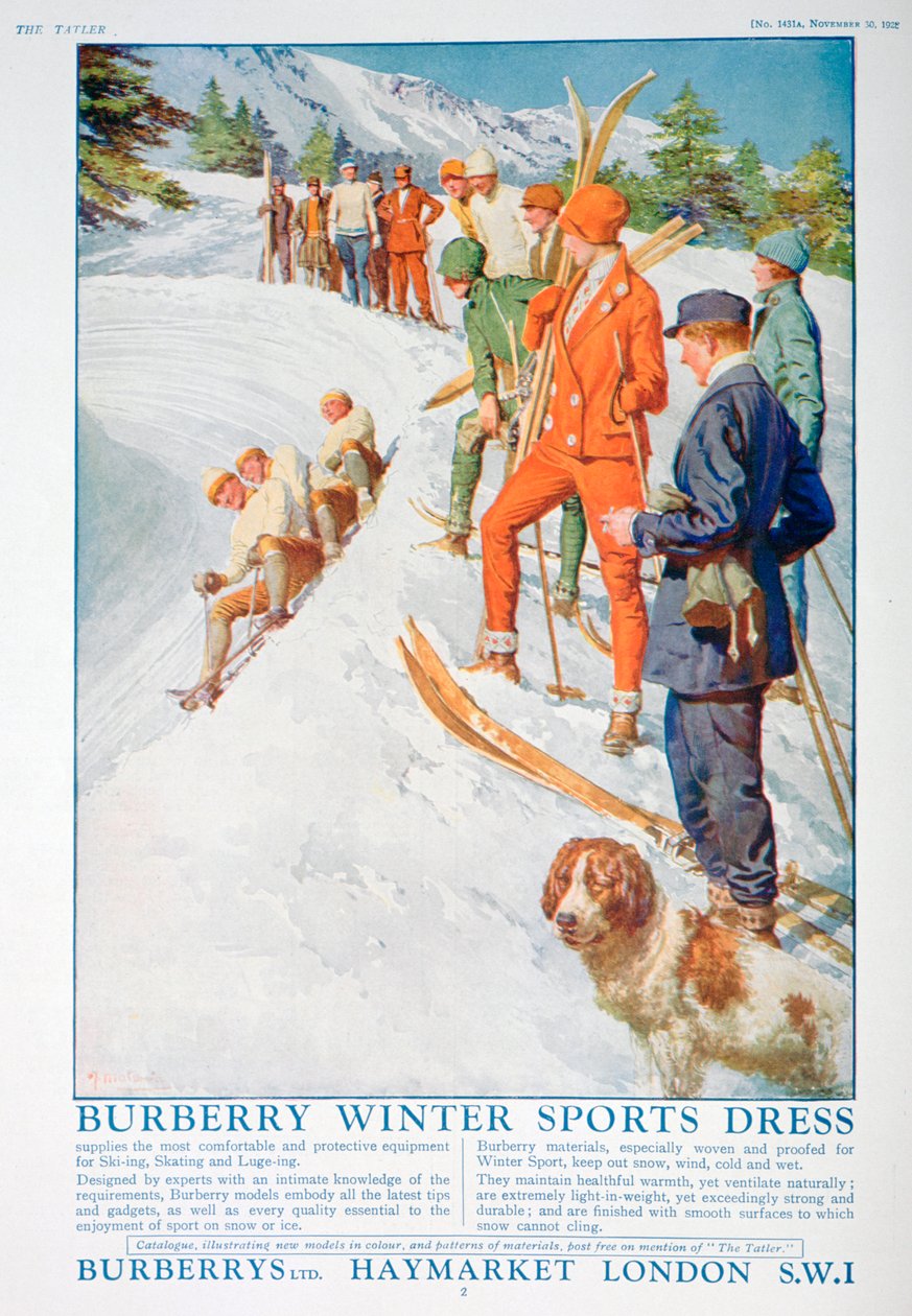 Mainos Burberryn talviurheilumekosta, 1928 tekijältä Unbekannt