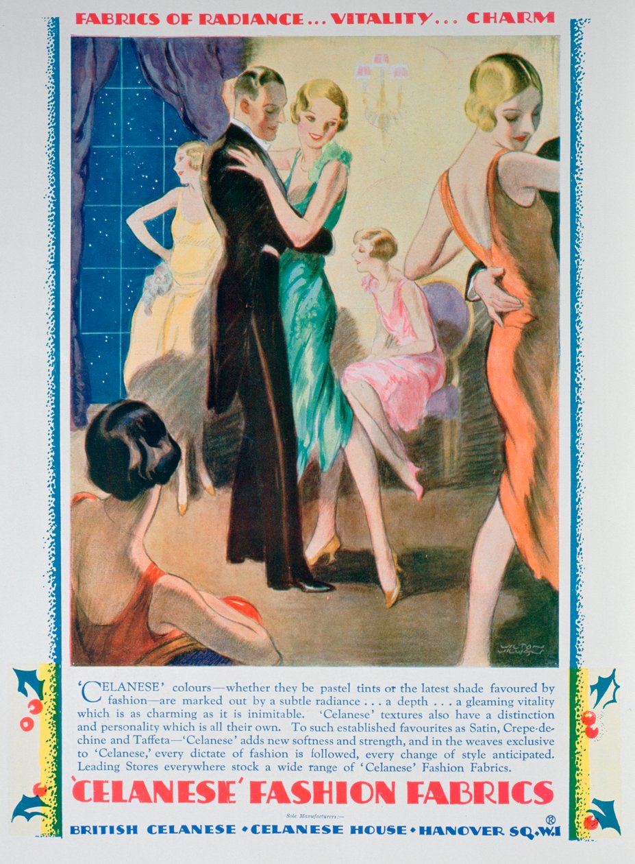 Celanese Fashion Fabricsin mainos, 1928 tekijältä Unbekannt