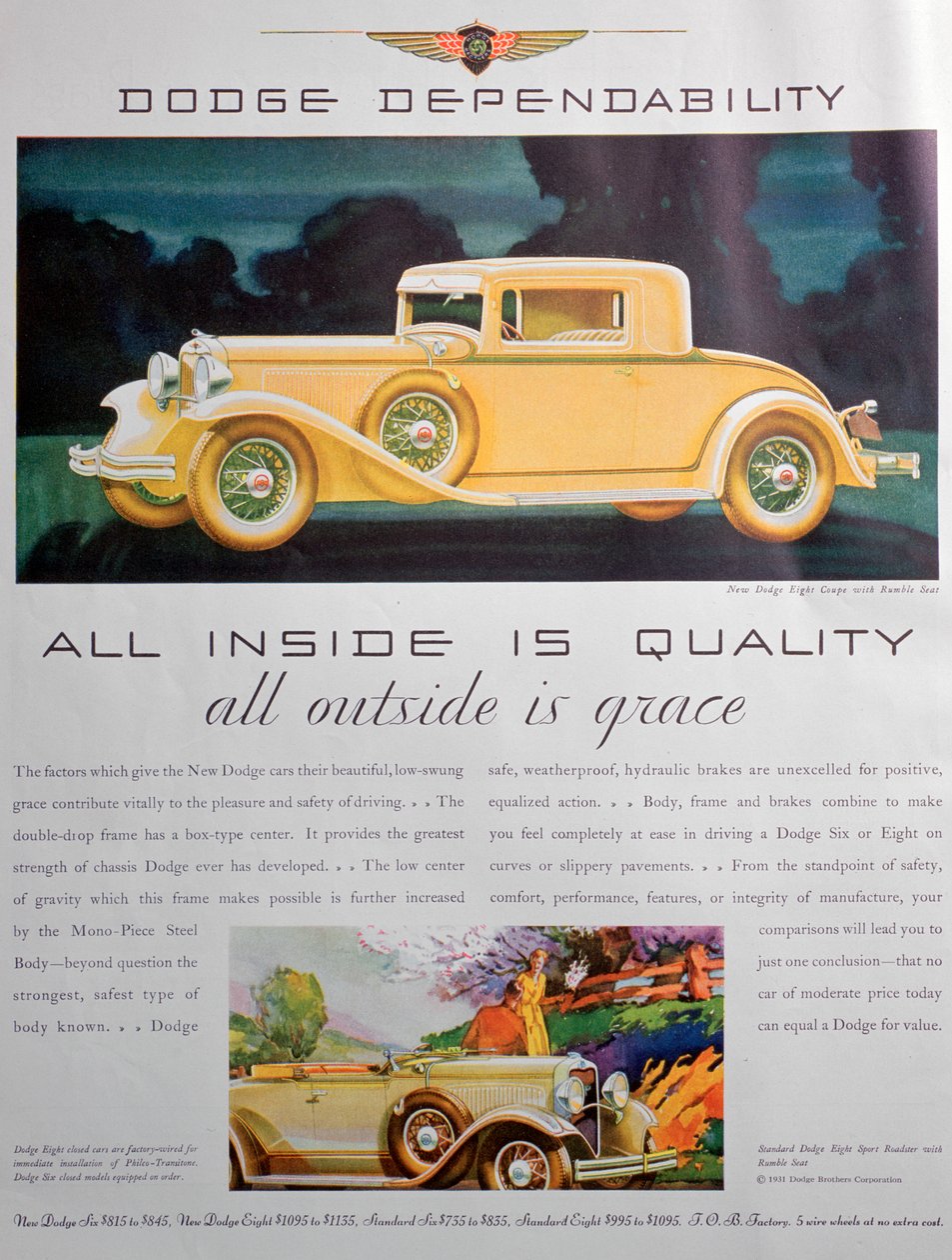 Dodge-autojen mainos, 1931 tekijältä Unbekannt