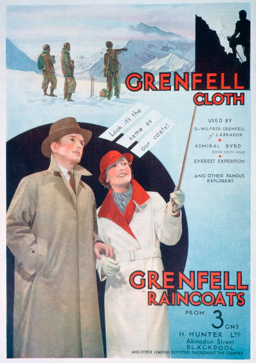 Mainos Grenfell-kankaasta ja sadetakeista, 1937 tekijältä Unbekannt