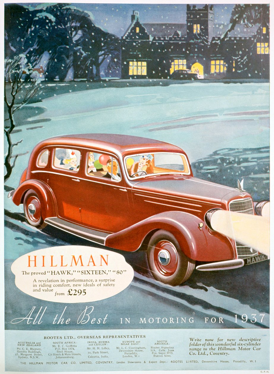Hillman-autojen mainos, 1936 tekijältä Unbekannt