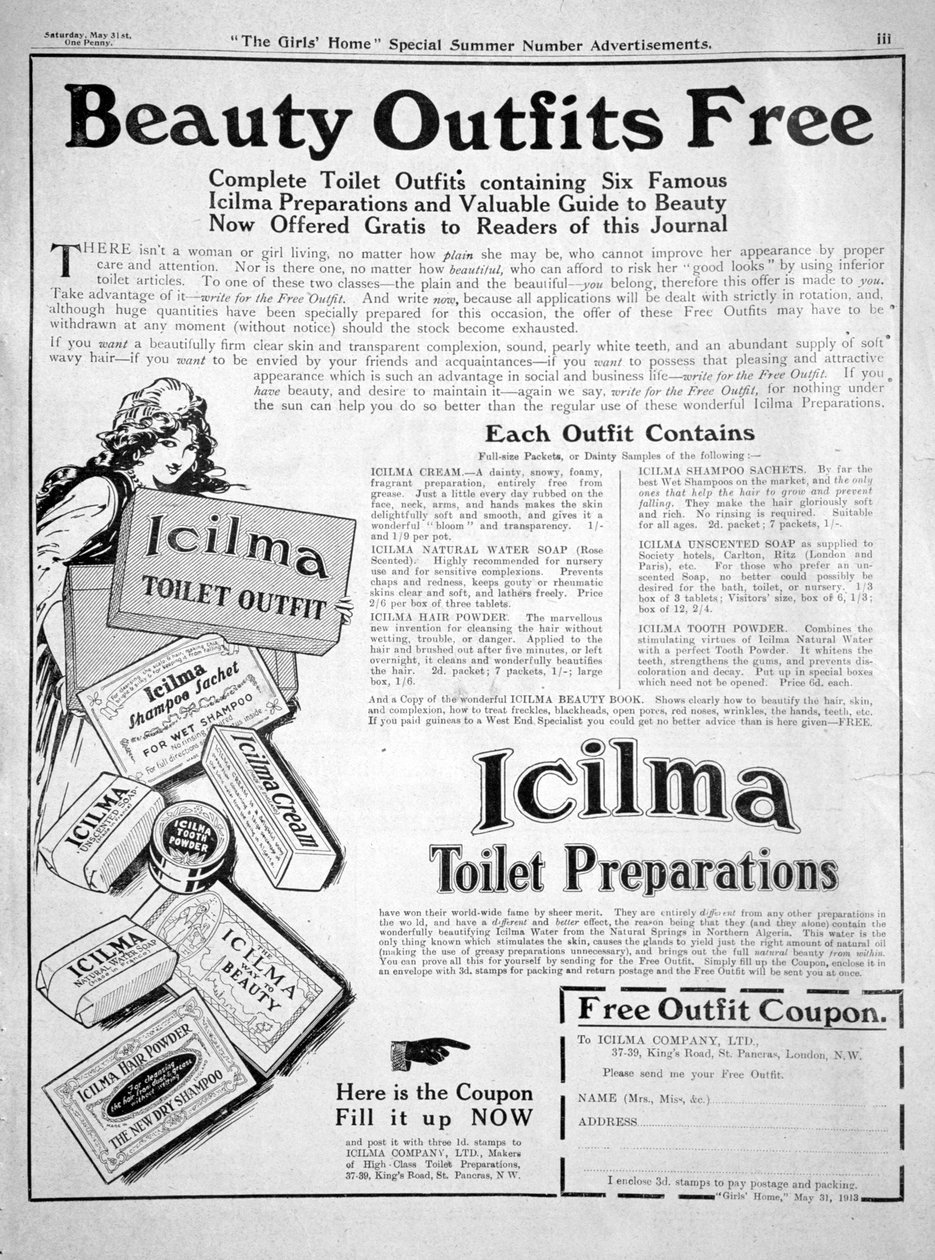 Icilma WC-valmisteiden mainos, 1913 tekijältä Unbekannt