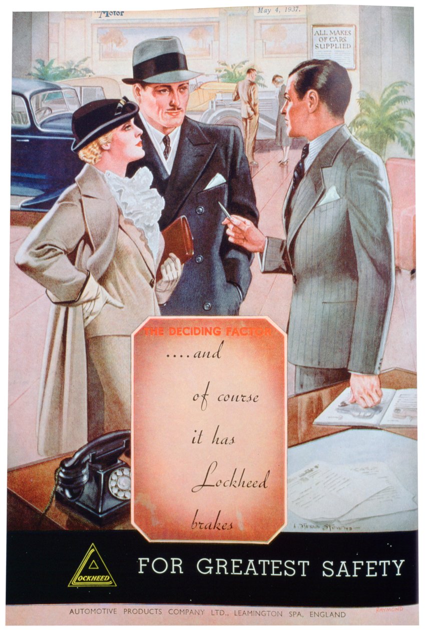 Mainos Lockheed-auton jarruista, Leamington Span Automotive Products, 1937 tekijältä Unbekannt