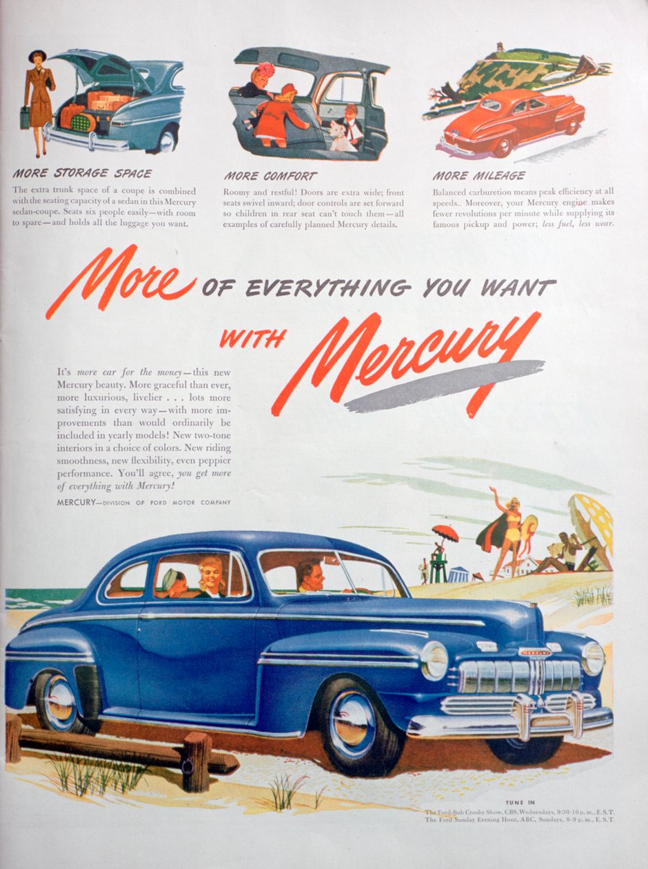 Mainos Mercury-autoista, 1946 tekijältä Unbekannt