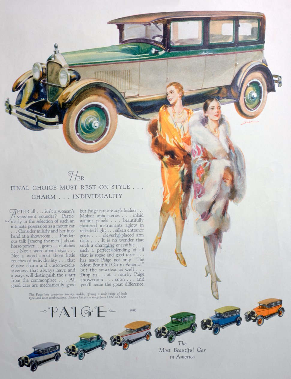 Paige-autojen mainos, 1927 tekijältä Unbekannt