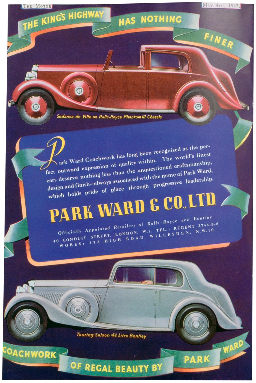 Ilmoitus Park Ward and Co:n autokorista, 1937 tekijältä Unbekannt