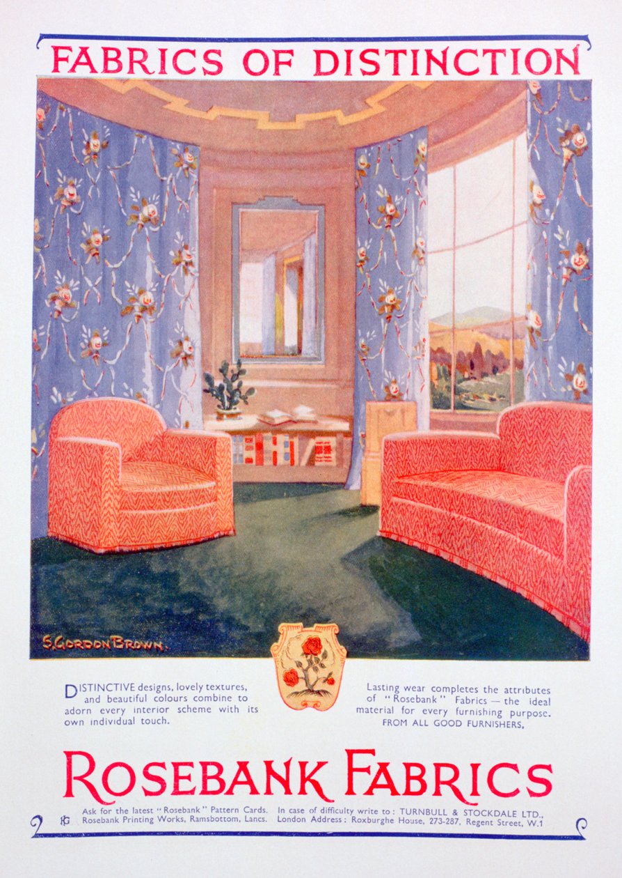 Mainos Rosebank Fabricsista, 1935 tekijältä Unbekannt