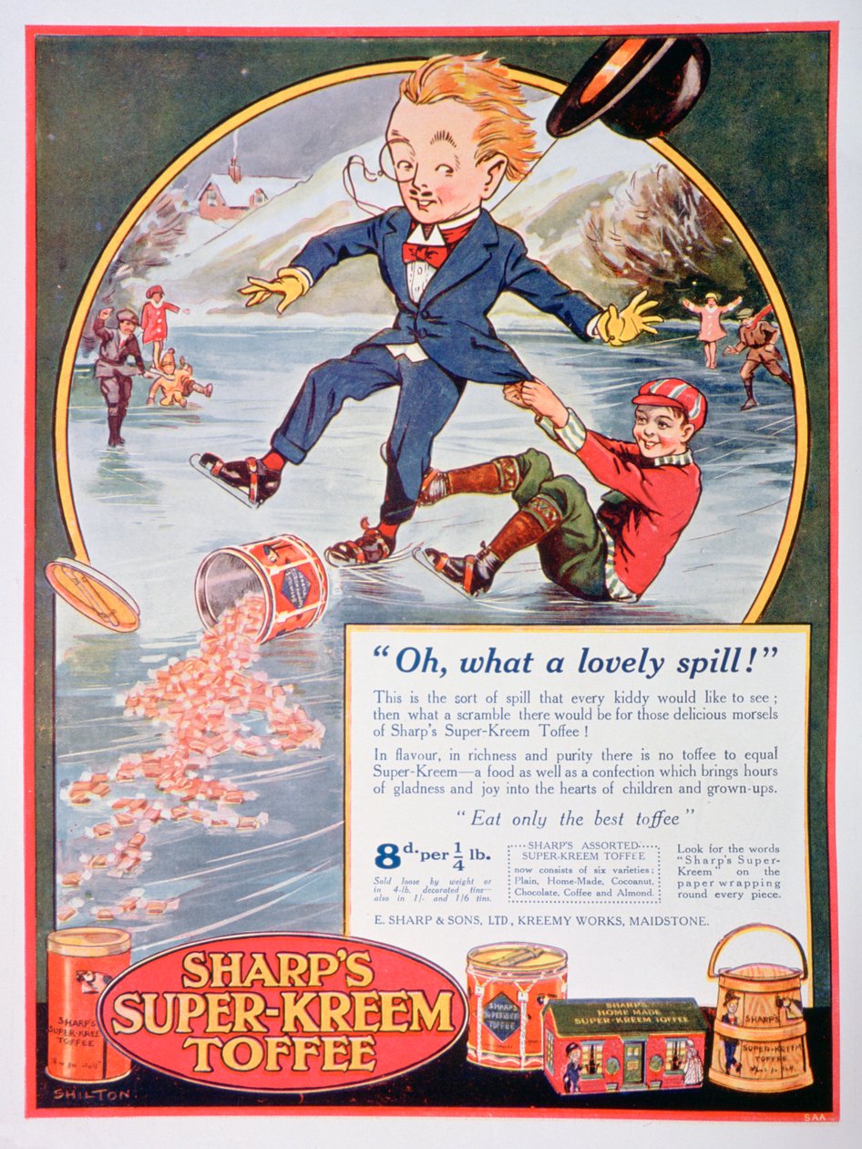 Mainos Sharps Super-Kreem Toffeesta, 1923 tekijältä Unbekannt