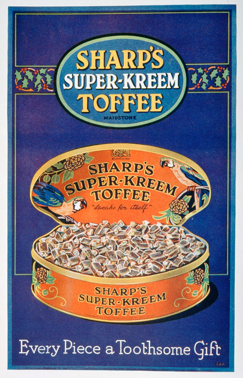 Mainos Sharps Super-Kreem Toffeelle, 1928 tekijältä Unbekannt