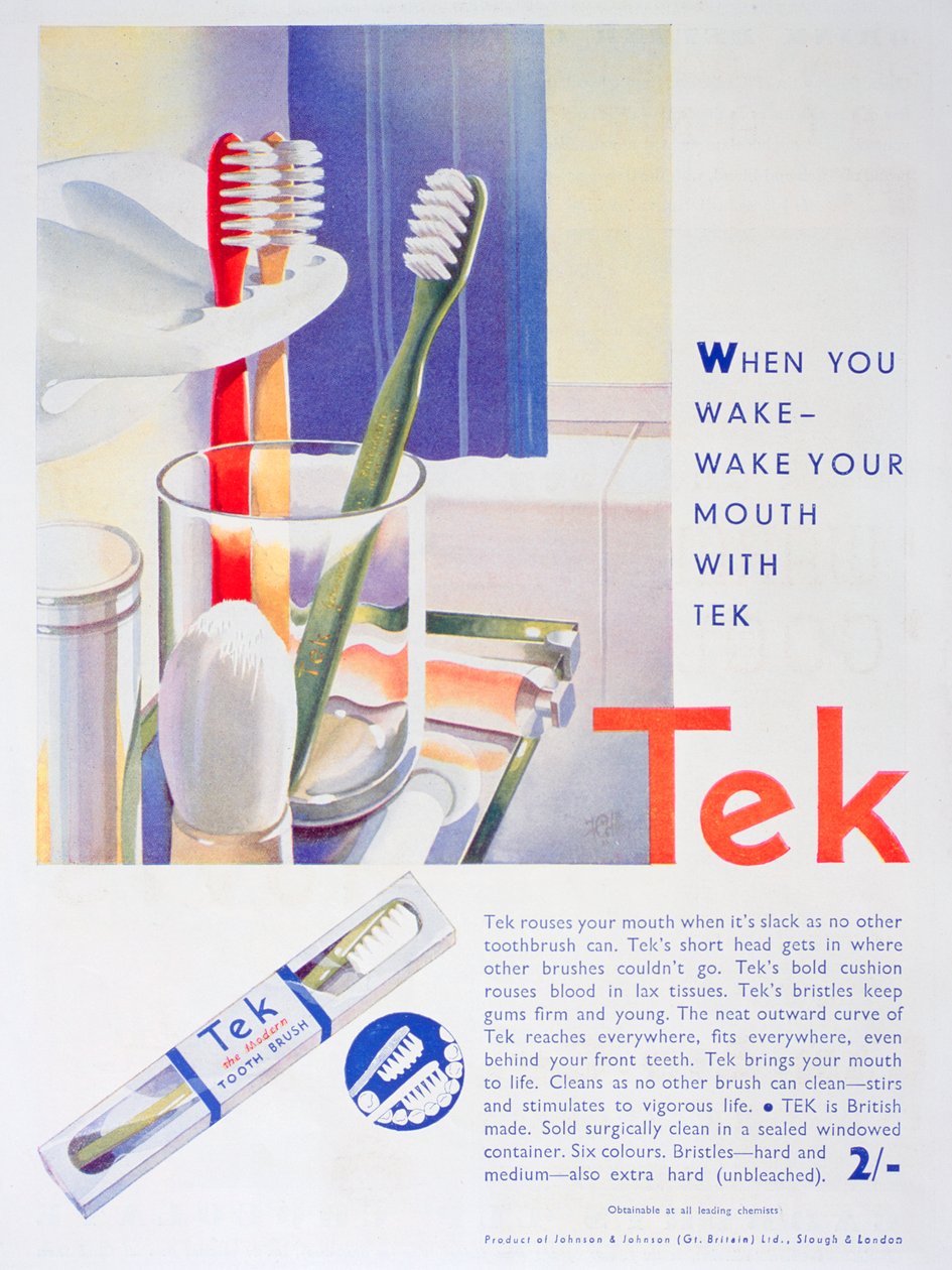 Johnsonin ja Johnsonin Tek-hammasharjojen mainos, 1931 tekijältä Unbekannt