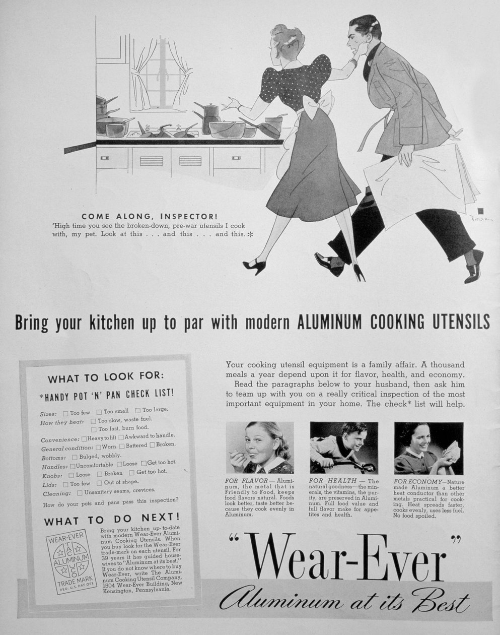 Mainos Wear-Ever-alumiinisista keittiövälineistä, 1939 tekijältä Unbekannt