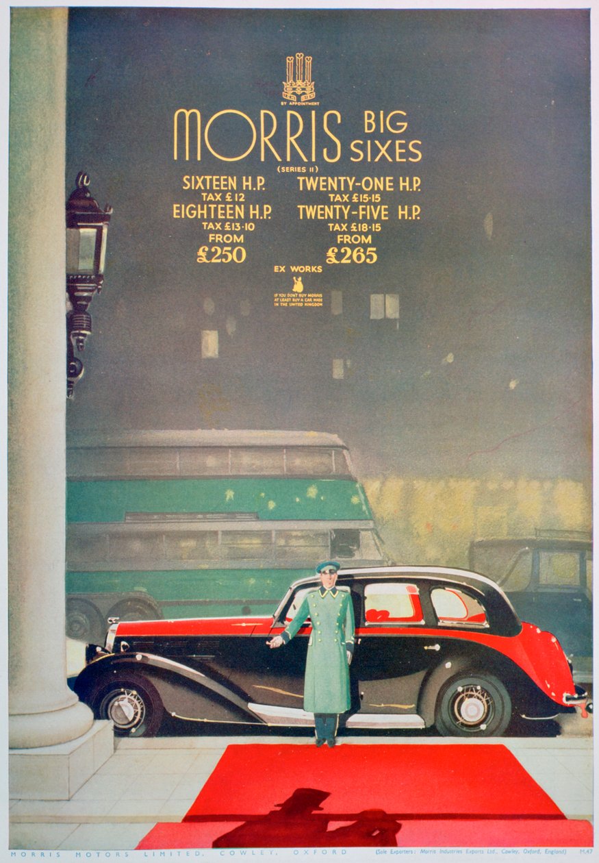 Mainos Morris Big Six -autosta, 1936 tekijältä Unbekannt