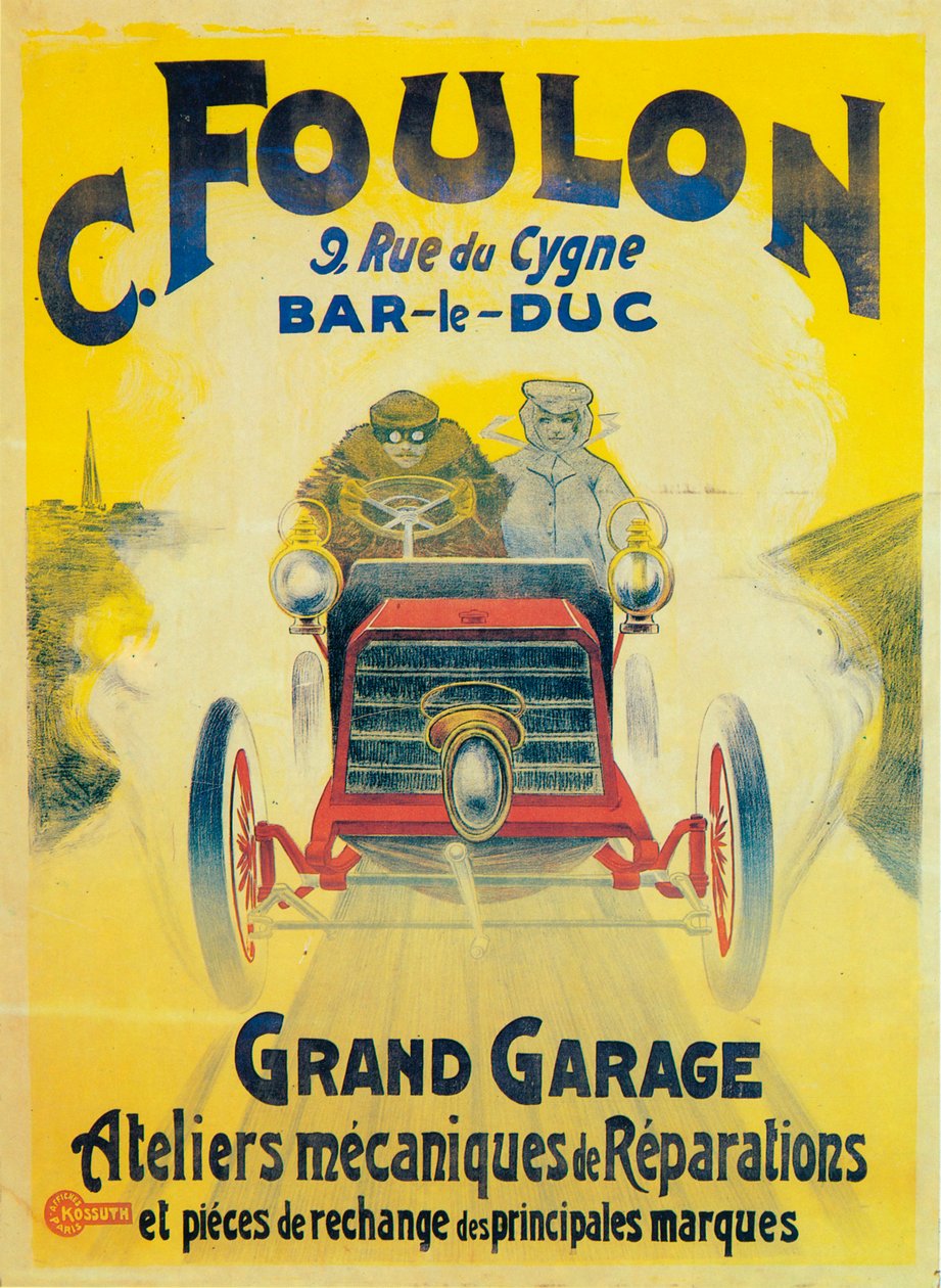 Mainos yritykselle C Foulons Garage, Bar-le-Duc, Ranska, c1900 tekijältä Unbekannt