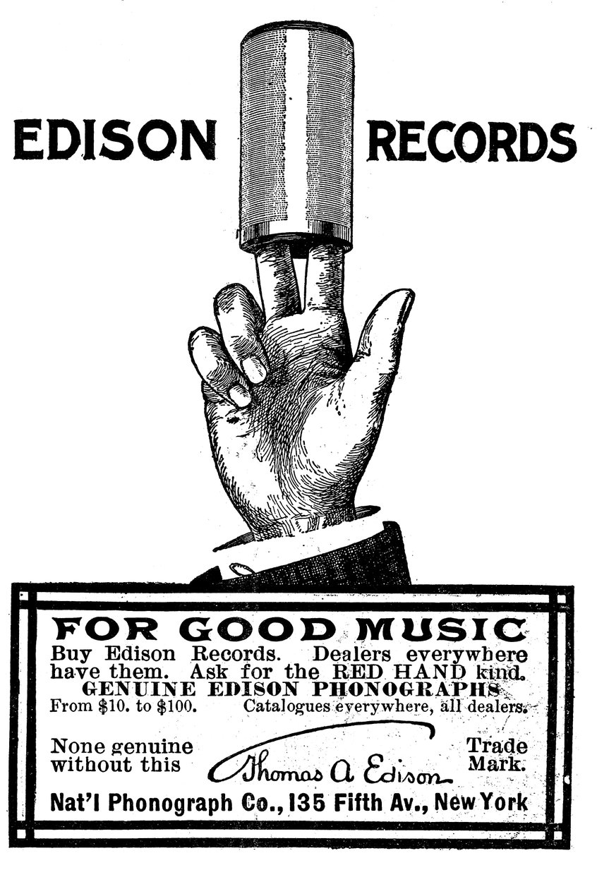 Edison-fonografisylinteritallenteiden mainos, 1900 tekijältä Unbekannt