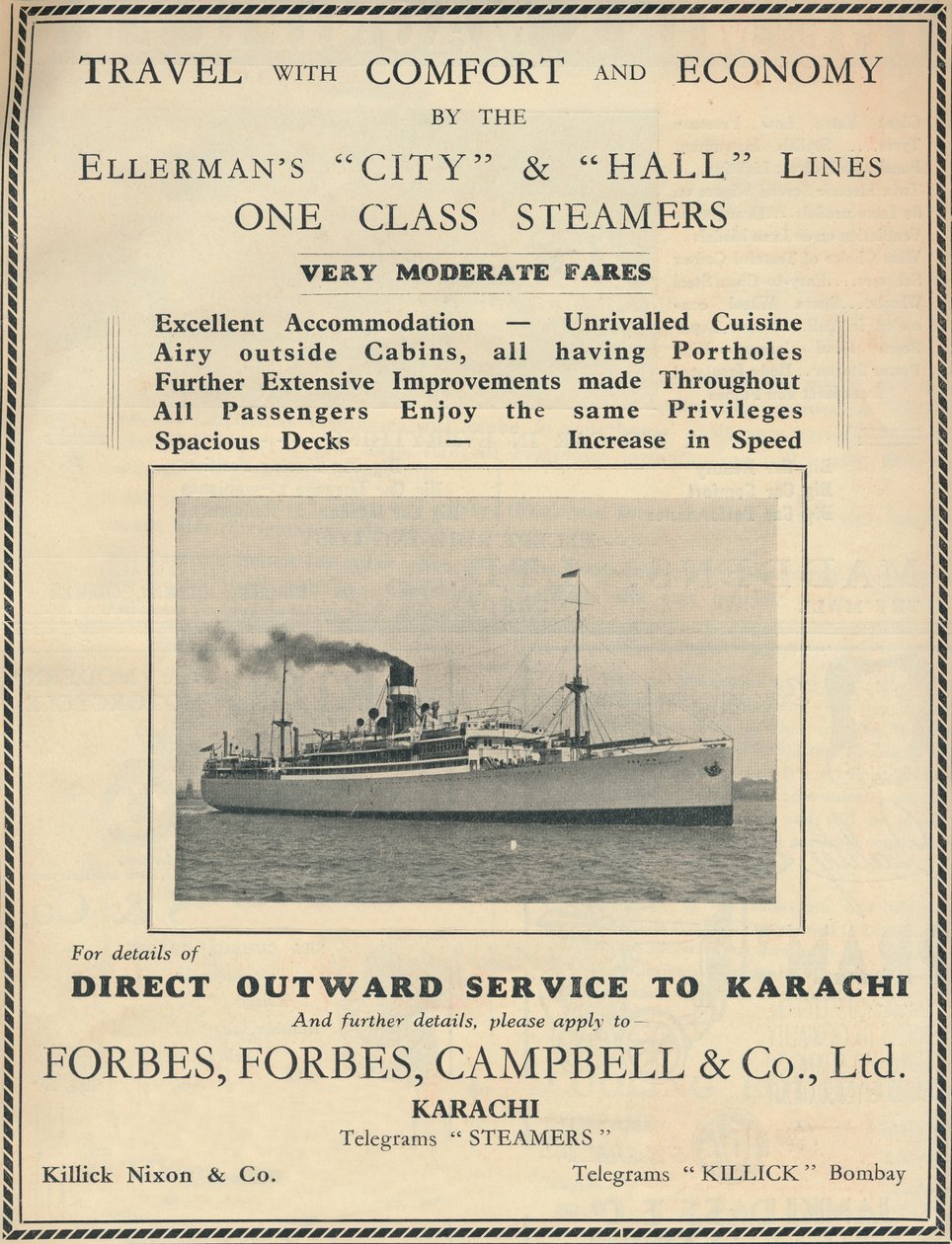 Mainos Ellermansin höyrylaivoille, 1936. tekijältä Unbekannt