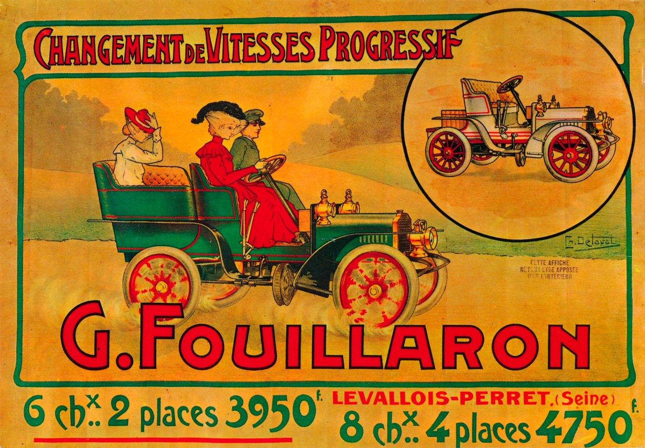 Mainos Fouillaron-autoista, c1900s tekijältä Unbekannt