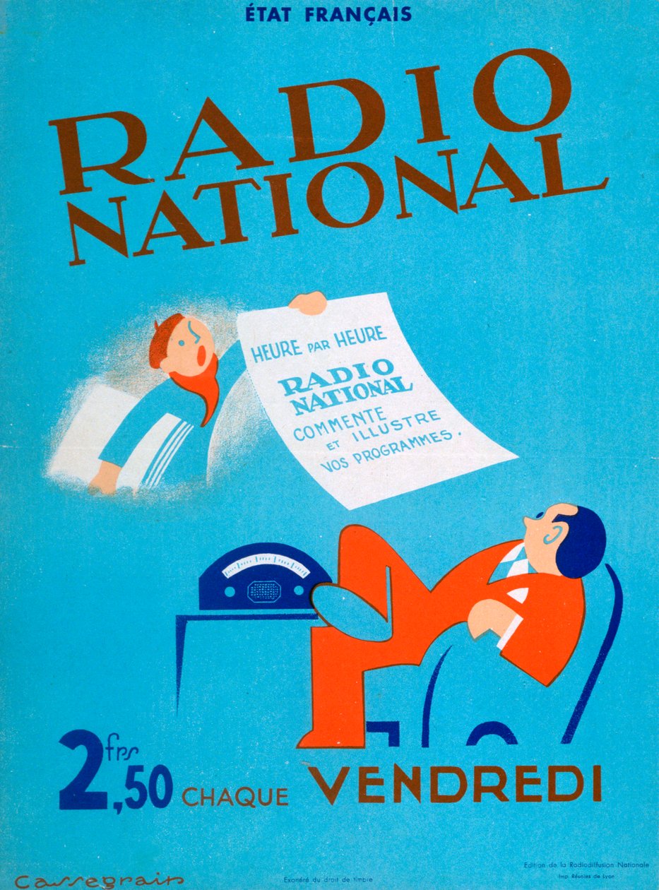 Mainos Ranskan Radio Nationalille, 1900-luku tekijältä Unbekannt