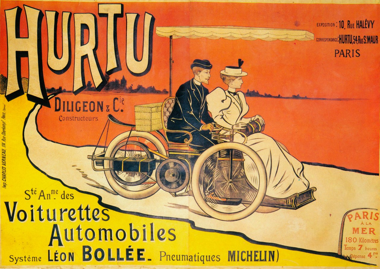 Hurtu-autojen mainos, c1896 tekijältä Unbekannt