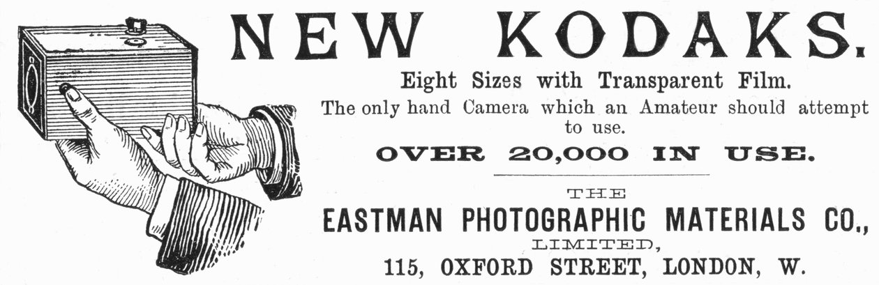 Kodak-kameroiden mainos, 1890 tekijältä Unbekannt