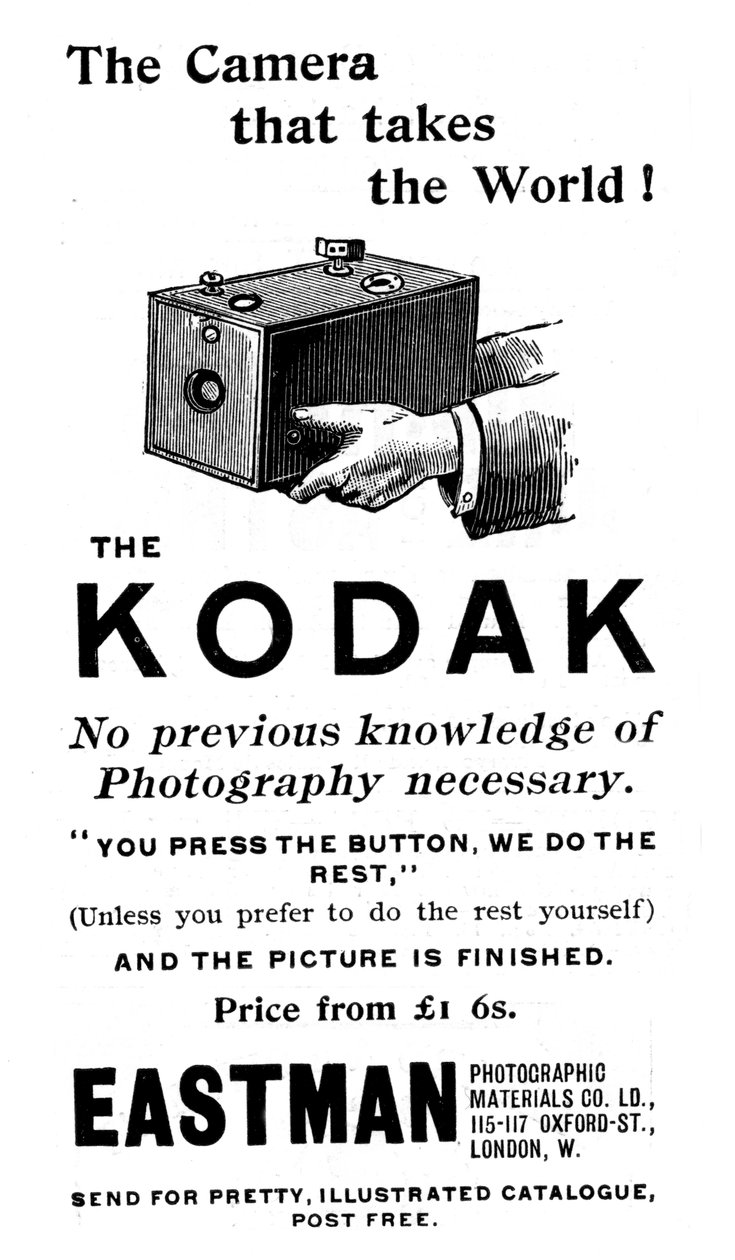 Kodak-kameroiden mainos, 1893 tekijältä Unbekannt
