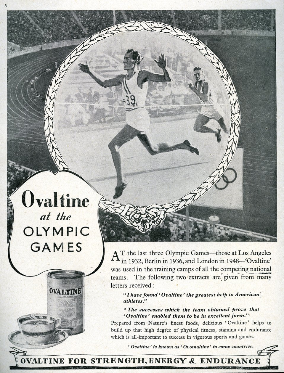 Ovaltinen mainos vuoden 1948 Lontoon olympialaisissa (litho) tekijältä Unbekannt