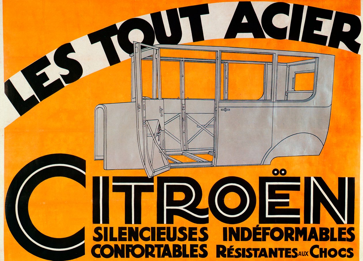 Mainos täysteräksisille Citroen-autoille, c1924 tekijältä Unbekannt