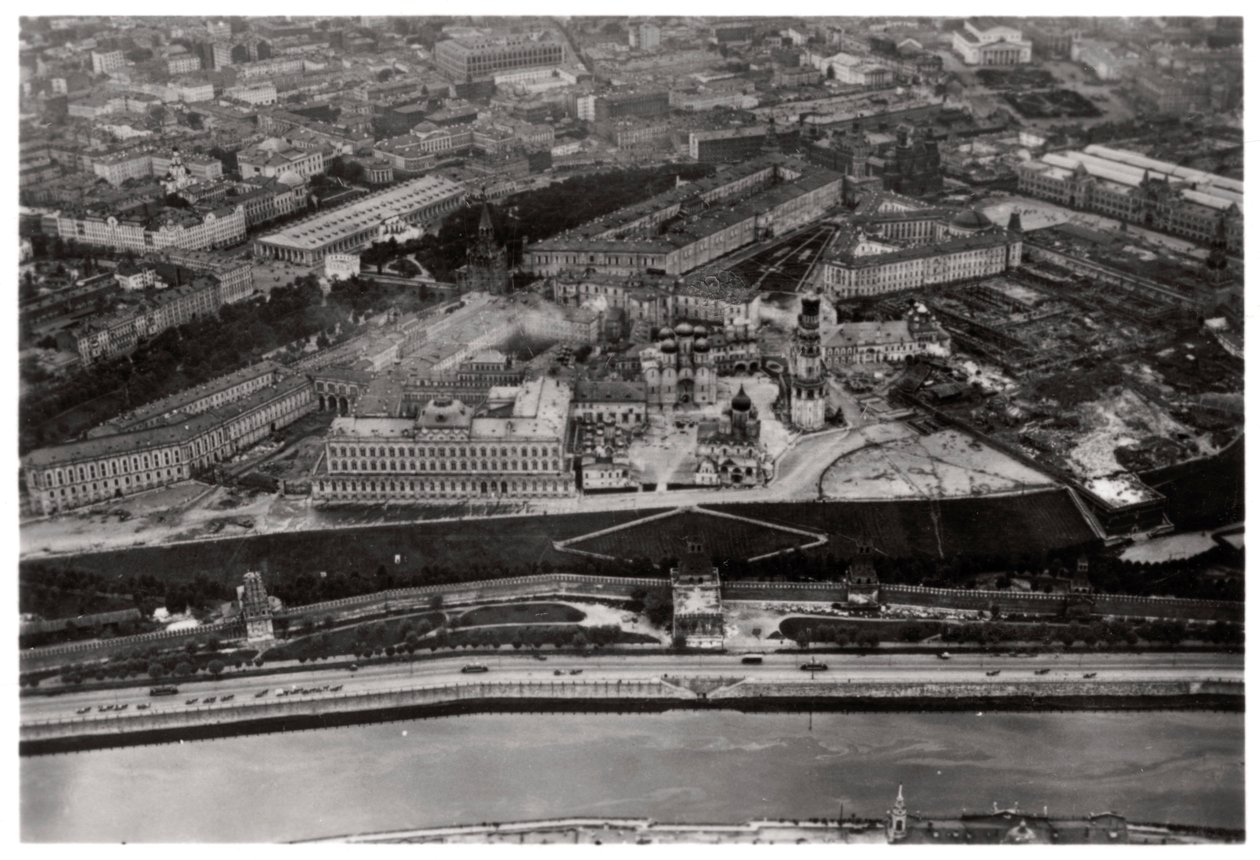 Ilmakuva Kremlistä, Moskova, Neuvostoliitto, Zeppelinistä, 1930 1933 tekijältä Unbekannt