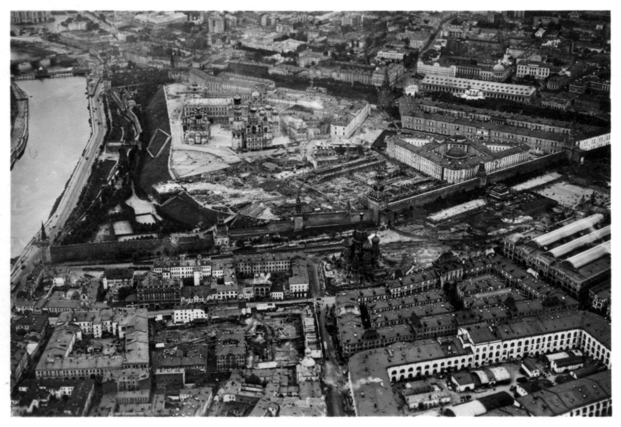 Ilmakuva Kremlistä, Moskova, Neuvostoliitto, Zeppelinistä, 1930 1933 tekijältä Unbekannt