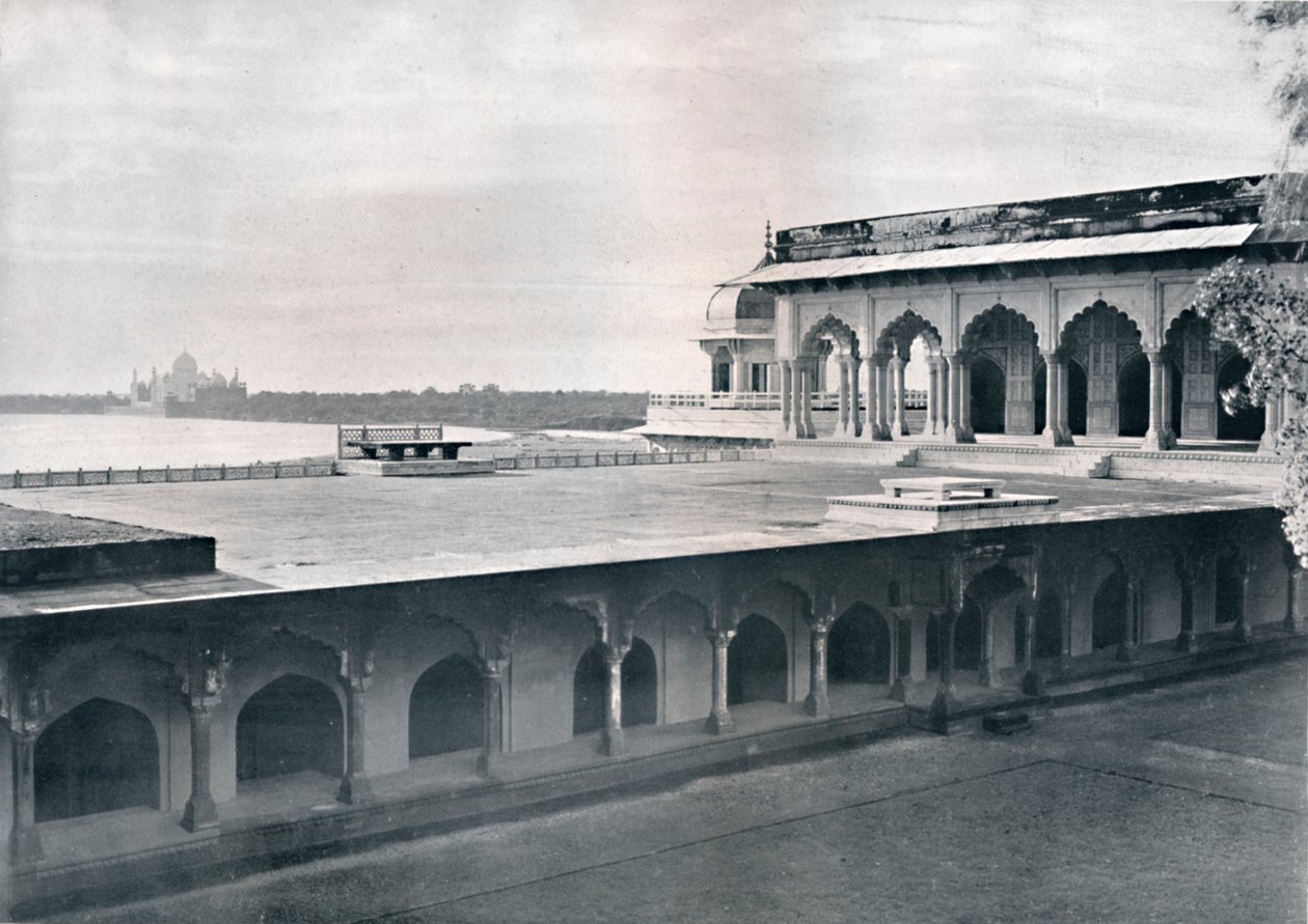 Agra. Dewan-i-Khas näyttää Taj, c1910. tekijältä Unbekannt