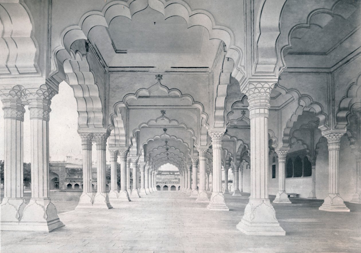 Agra. The Dewan-i-am, tai Hall of Public Audience, 1910. tekijältä Unbekannt