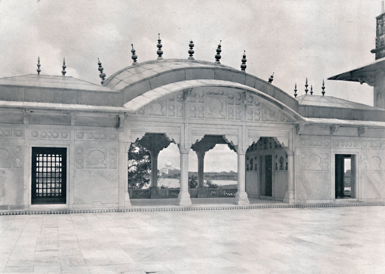 Agra. Khas Mahal näyttää Taj, vuodelta 1910. tekijältä Unbekannt