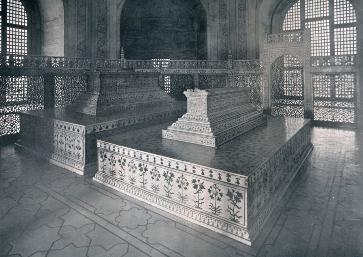 Agra, Mumtaz-I-Mahalin ja Shahjehanin haudat Tajissa, vuodelta 1920. tekijältä Unbekannt