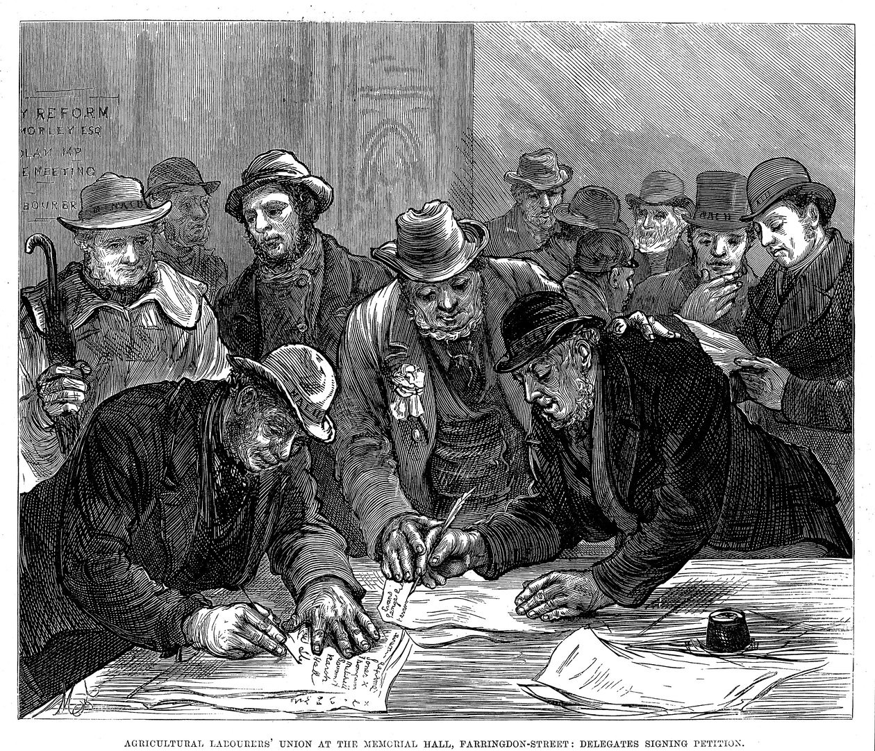 Maatalouden työväenliiton kokous Farringdon Streetillä, Lontoossa, 1877 tekijältä Unbekannt